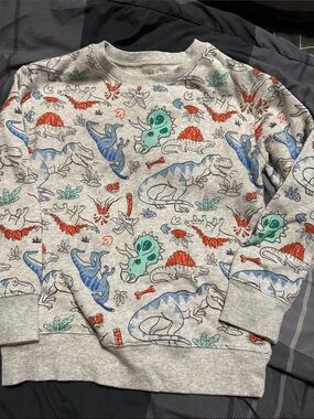 jumping beans Grey Dinosaur Print Sweatshirt with Blue, Green & Red Accents
